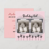 Schattigee Roze Bloemen Foto Meisje Verjaardagsfee Kaart (Voorkant / Achterkant)