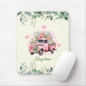 Schattigee  Roze Bloemen Groene Foliage Truck Muismat (Met muis)
