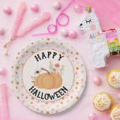 Schattigee Roze Bloemen Halloween Papieren Bordje (Feest)