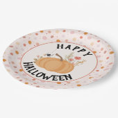 Schattigee Roze Bloemen Halloween Papieren Bordje (Gekanteld)