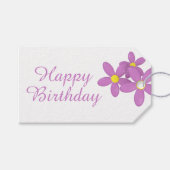 Schattigee Roze Bloemen Happy Birthday Gift Labels Cadeaulabel (Voorkant (Horizontaal))