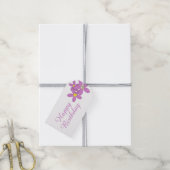 Schattigee Roze Bloemen Happy Birthday Gift Labels Cadeaulabel (Met Touw)
