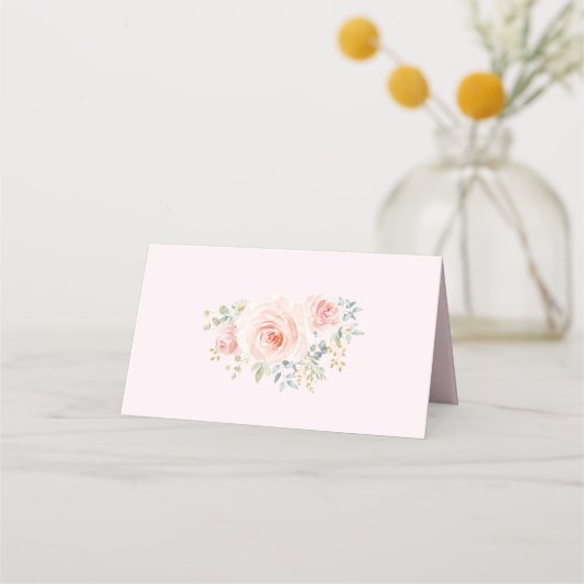 Schattigee Roze Bloemen Konijn Konijn Baby shower  Plaatskaartje (Achterkant)