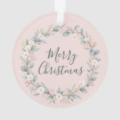 Schattigee Roze Bloemen Lijst Baby's Eerste Kerst Ornament (achterkant)