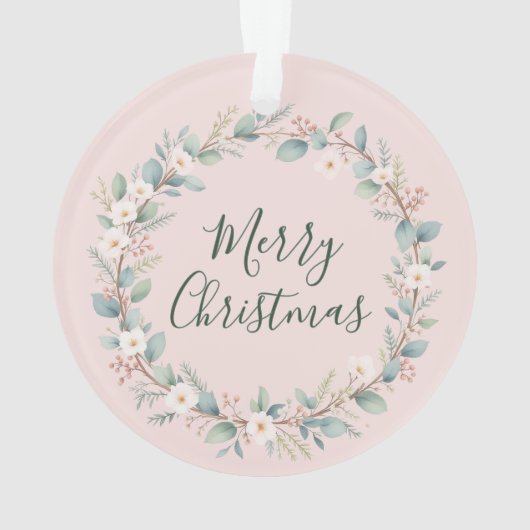 Schattigee Roze Bloemen Lijst Baby's Eerste Kerst Ornament (achterkant)