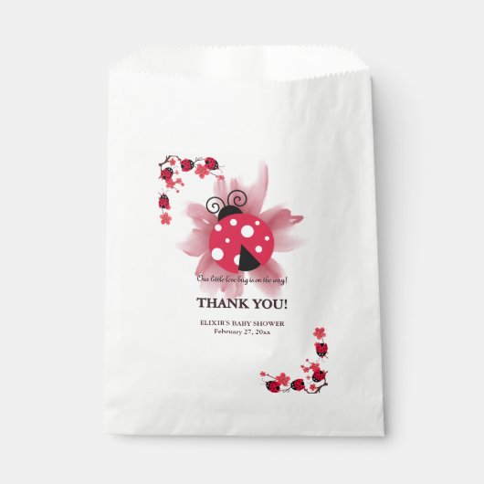 Schattigee Roze Bloemen Onze Kleine Liefde Bug Bab Bedankzakje (Voorkant)