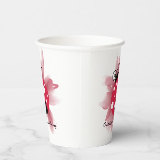 Schattigee Roze Bloemen Onze Kleine Liefde Bug Bab Papieren Bekers (Rechts)