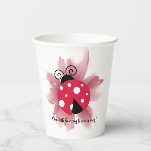 Schattigee Roze Bloemen Onze Kleine Liefde Bug Bab Papieren Bekers (Voorkant)