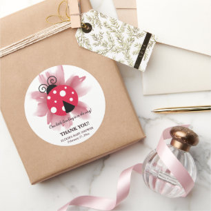 Schattigee Roze Bloemen Onze Kleine Liefde Bug Bab Ronde Sticker