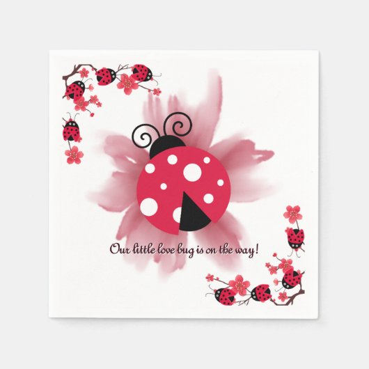 Schattigee Roze Bloemen Onze Kleine Liefde Bug Bab Servet (Voorkant)