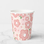 Schattigee Roze Bloemen Party Papieren Bekers (Achterkant)