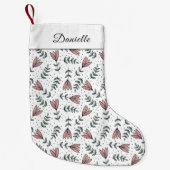 Schattigee Roze Bloemen Patroon Naam Kleine Kerstsok (Voorkant)