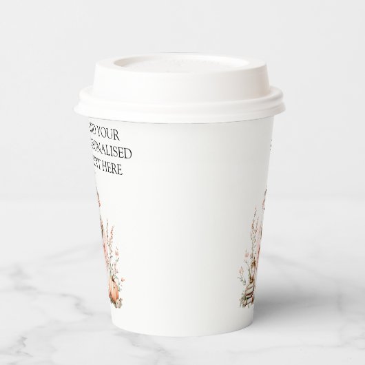 Schattigee Roze Bloemen Spook Met Pompoen Hallowee Papieren Bekers (Links)