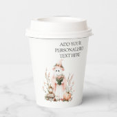 Schattigee Roze Bloemen Spook Met Pompoen Hallowee Papieren Bekers (Achterkant)