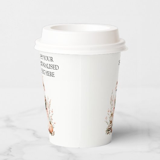 Schattigee Roze Bloemen Spook Met Pompoen Hallowee Papieren Bekers (Rechts)