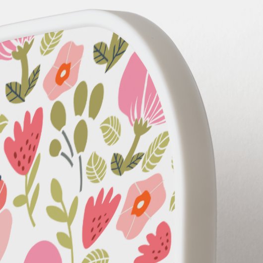 Schattigee Roze Bloemen Trendy Flowers Custom Name Pickleball Paddle (Links Detail)