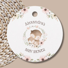 Schattigee Roze Bloemen Uil Baby Meisje Douche Dan Bedankjes Labels