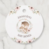 Schattigee Roze Bloemen Uil Baby Meisje Douche Dan Bedankjes Labels (Voorkant)