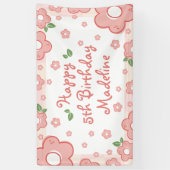 Schattigee Roze Bloemen Verjaardagsfeestbanner Spandoek (Verticaal)