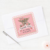 Schattigee Roze Bloemen Woodland Deer Dank je wel Vierkante Sticker (Envelop)