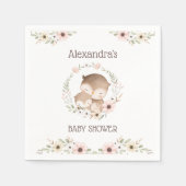 Schattigee Roze Bloemen Woodland Uil Baby Meisje D Servet (Voorkant)