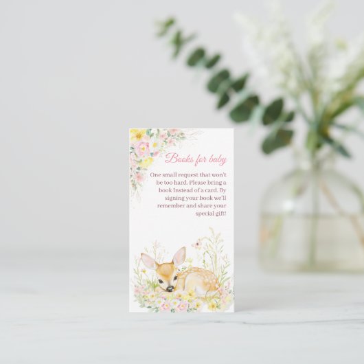 Schattigee Roze Bloemenherten Baby shower Boeken v Informatiekaartje (Staand voorkant)