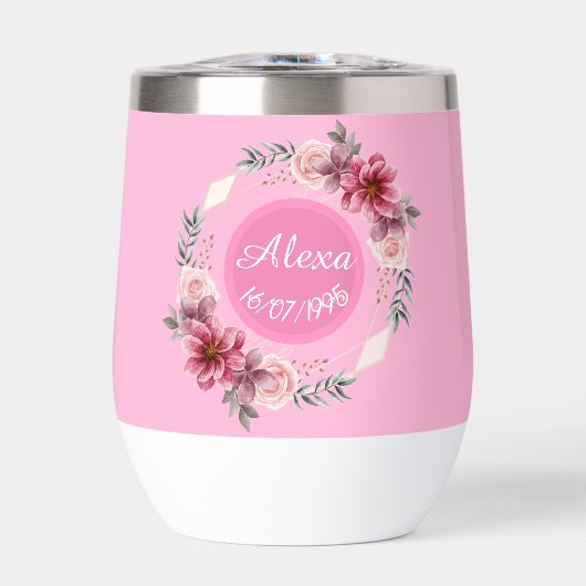 Schattigee roze bloemenkrans verjaardag (Voorkant)