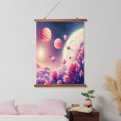 Schattigee roze bloemenlandschapsillustratie in de hangend wandkleed (Slaapkamer)