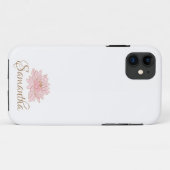 Schattigee roze bloemige gepersonaliseerde naam Case-Mate iPhone case (Achterkant (horizontaal))