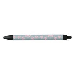 Schattigee roze bloempen voor het schrijven   Een  Zwarte Inkt Pen