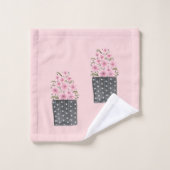 Schattigee Roze Bloempot Bloemen Waterverf Bad Handdoek (Wasdoekje)