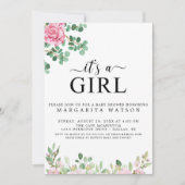 Schattigee Roze Blush Bloemen Waterverf Meisje Bab Kaart (Voorkant)