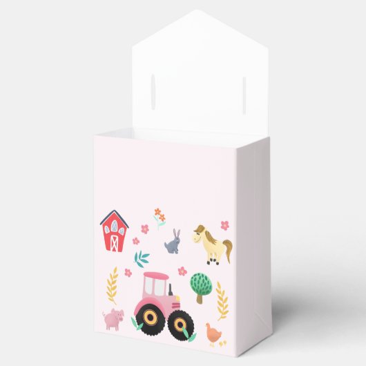 Schattigee Roze Boerderij Tractor Meisjes Rustiek Bedankdoosjes (Geopend)