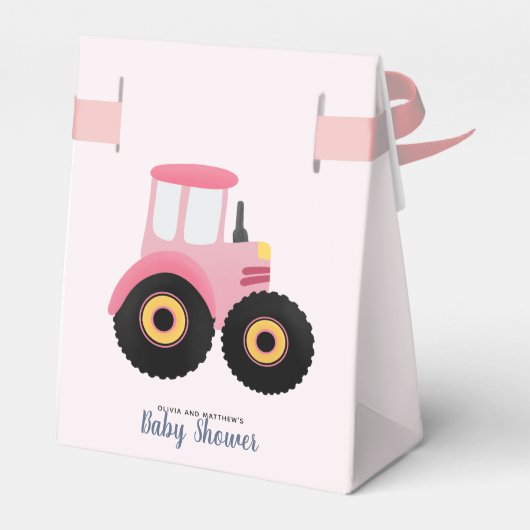 Schattigee Roze Boerderij Tractor Meisjes Rustiek  Bedankdoosjes (Achterkant)