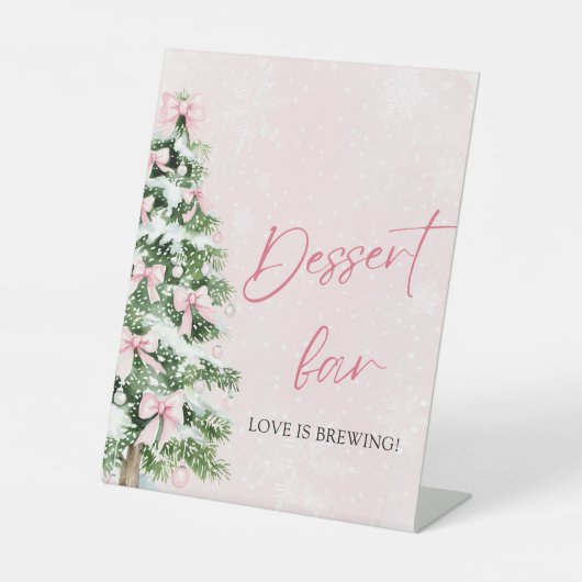 Schattigee Roze Bogen Kerstboom Dessert Bar Sign Reclamebord Met Voetstuk (Voorkant)