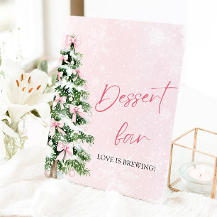Schattigee Roze Bogen Kerstboom Dessert Bar Sign Reclamebord Met Voetstuk