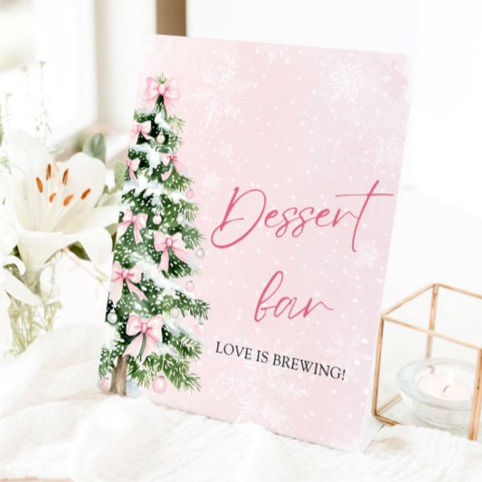 Schattigee Roze Bogen Kerstboom Dessert Bar Sign Reclamebord Met Voetstuk