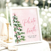 Schattigee Roze Bogen Kerstboom Foto Booth Sign Poster