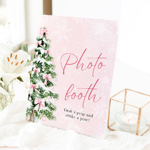 Schattigee Roze Bogen Kerstboom Foto Booth Sign Reclamebord Met Voetstuk