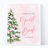 Schattigee Roze Bogen Kerstboom Guest Book Sign Poster