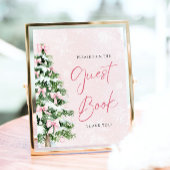 Schattigee Roze Bogen Kerstboom Guest Book Sign Poster