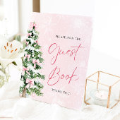 Schattigee Roze Bogen Kerstboom Guest Book Sign Reclamebord Met Voetstuk