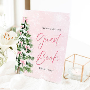 Schattigee Roze Bogen Kerstboom Guest Book Sign Reclamebord Met Voetstuk