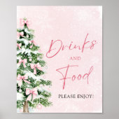 Schattigee Roze Bogen Kerstboom Voedsel en Drinken Poster (Voorkant)
