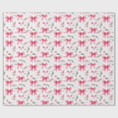 Schattigee Roze Bogen & Winter Greenery Waterverf Cadeaupapier (Vlak)