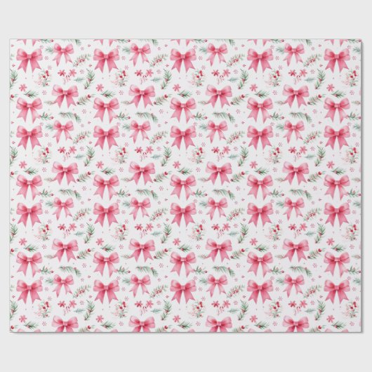 Schattigee Roze Bogen & Winter Greenery Waterverf Cadeaupapier (Vlak)