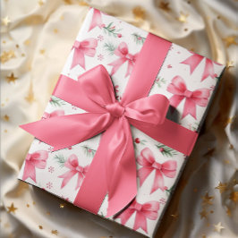 Schattigee Roze Bogen & Winter Greenery Waterverf Cadeaupapier
