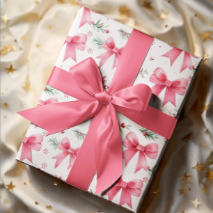 Schattigee Roze Bogen & Winter Greenery Waterverf Cadeaupapier