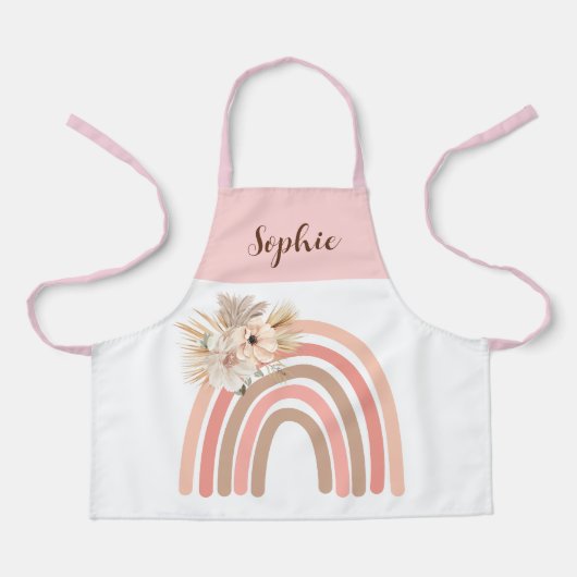 Schattigee Roze Boho Regenboog Meisjes All-Over Pr Schort (Voorkant)