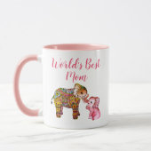 Schattigee Roze Boho Waterverf Olifant Moederdag Mok (Links)